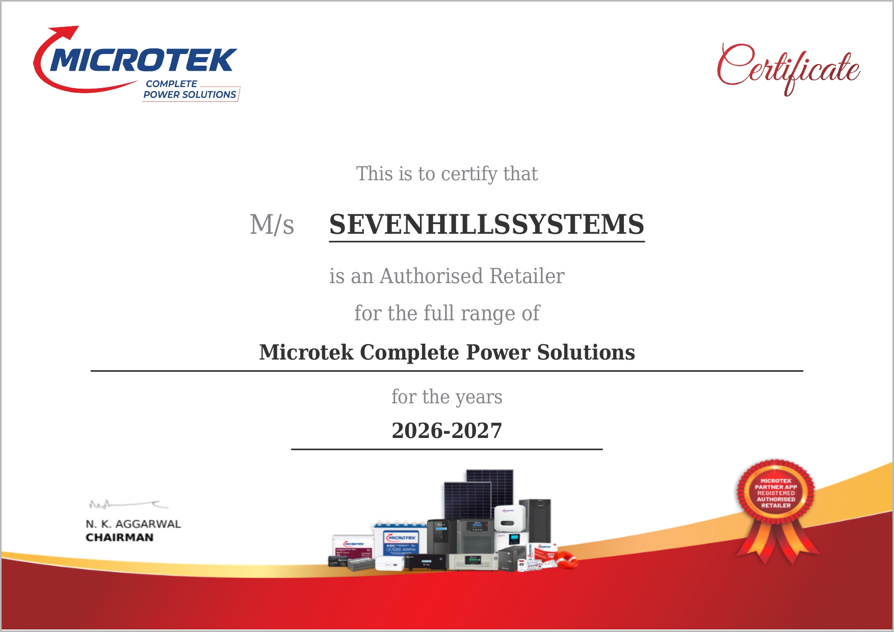 Microtek Authorized Dealer Certificate